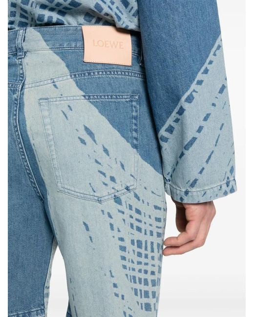 Loewe Blue Logo-Patch Denim Shorts for men