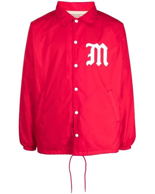 SAINT Mxxxxxx Pink Logo-Print Snap-Button Jacket for men