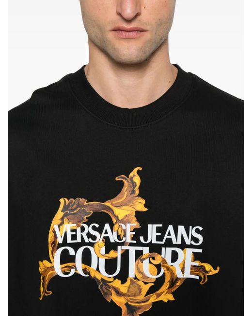 Versace Jeans Couture Black Baroque-Print Sweatshirt for men