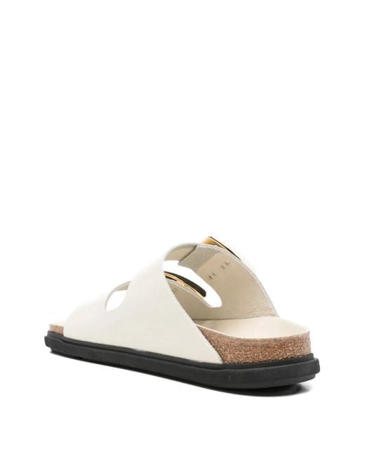 Birkenstock White Arizona Buckle-Fastening Leather Sandals