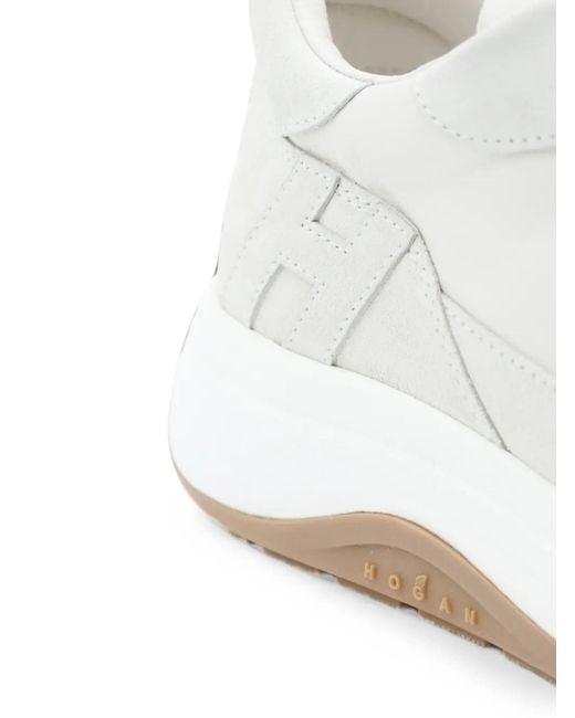 Hogan White Logo-Patch Panelled Sneakers for men
