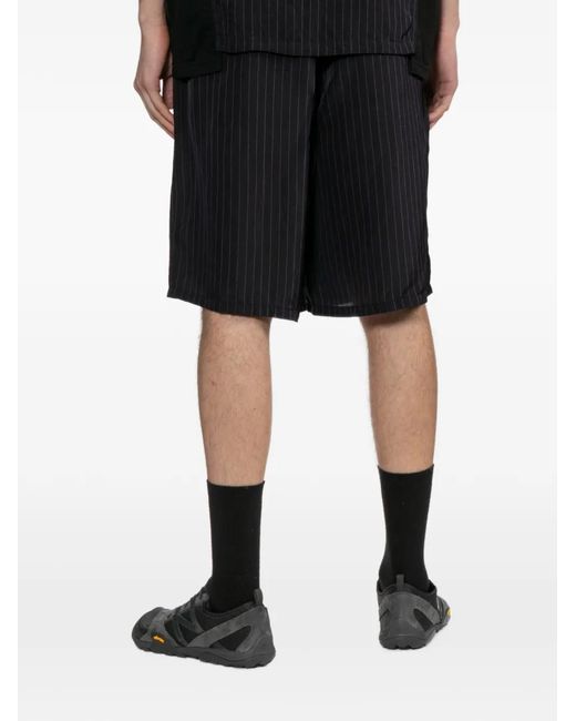 Undercover Black Pinstripe Logo Shorts for men