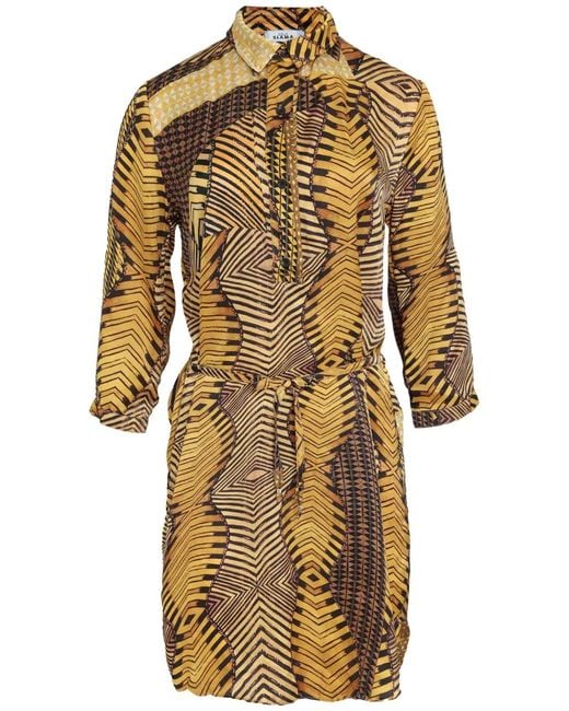 Amir Slama Yellow Abstract Print Dress