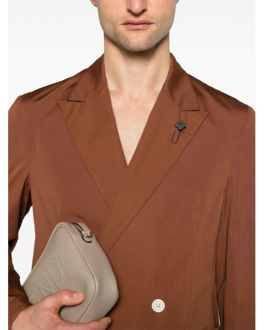 Lardini Brown Double-breasted Cotton Blazer for men