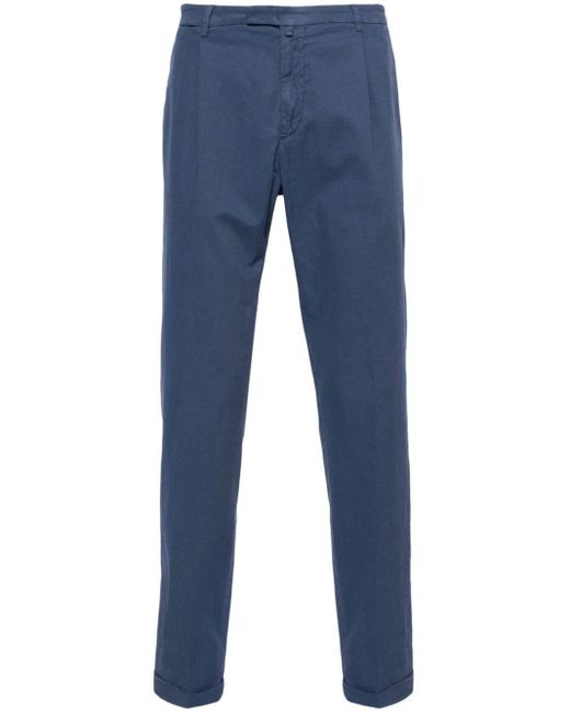Briglia 1949 Blue Inverted-pleat Tapered Chinos for men