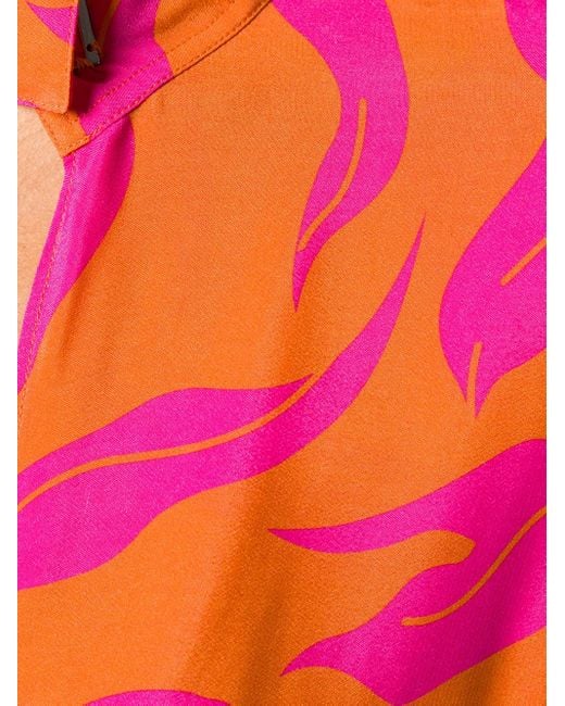 Off-White c/o Virgil Abloh Red High-neck Leaves Print Dress