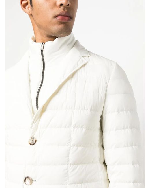 Herno White Notched-Lapels Padded Jacket for men
