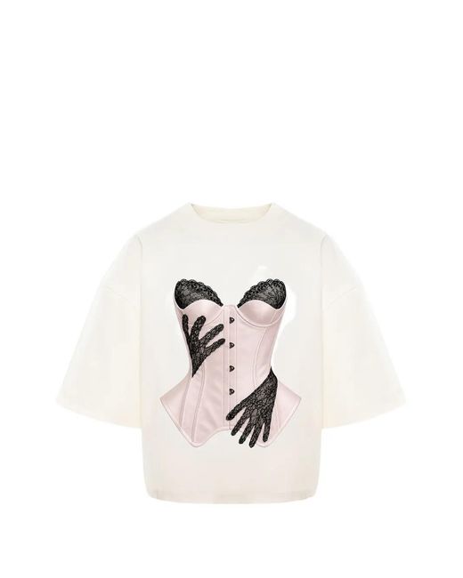 Hamza White Lace-Print T-Shirt
