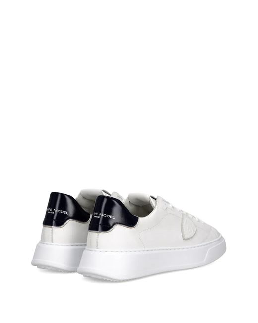 Philippe Model White Temple Low Leather Trainers for men