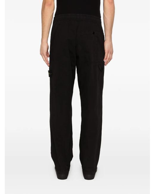 Stone Island Black Compass-Patch Cargo Pants for men