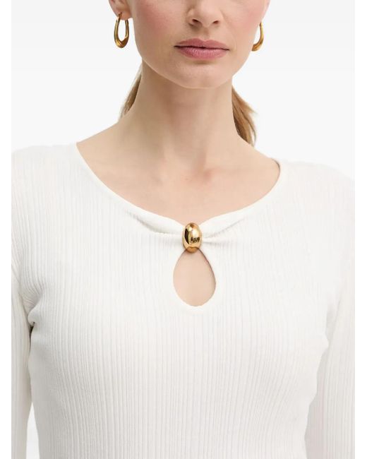 Marciano White Keyhole ribbed top