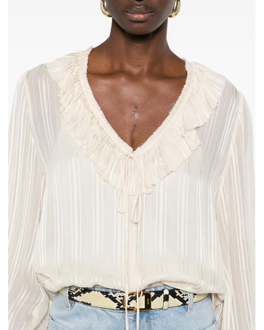 Pinko Natural Swan Ruffle Trim Shirt