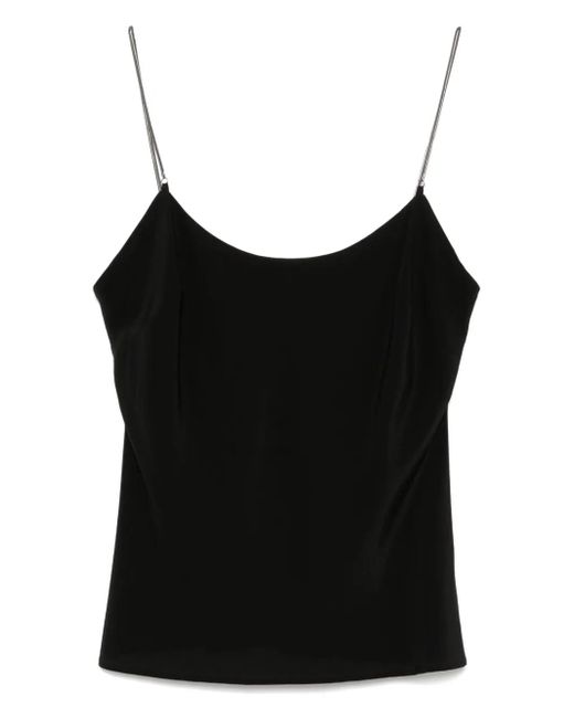 St. Agni Black Chain-Strap Silk Top