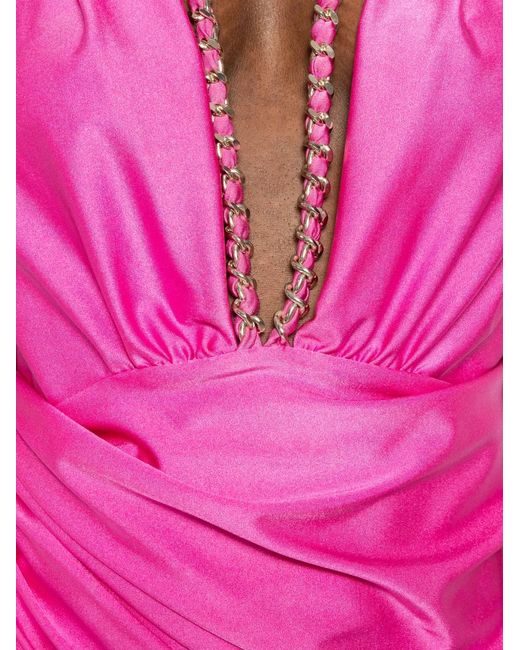 Amen Pink Chain-Link Draped Mini Dress