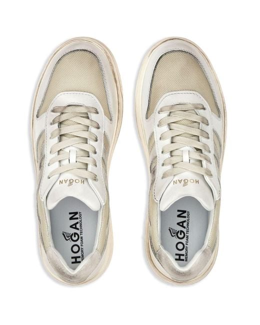 Hogan White Logo-patch Lace-up Sneakers for men