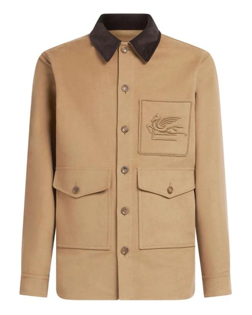 Etro Natural Pegaso-Embroidered Cotton Jacket for men