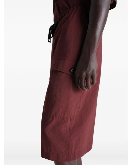 Lemaire Red Drawstring Pocket Shorts for men