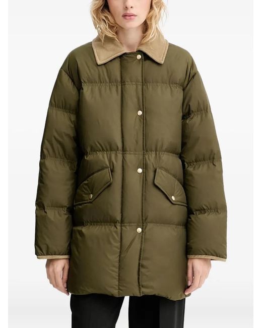 Marc O' Polo Green Button Corduroy-Collar Coat