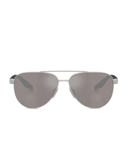 Prada Linea Rossa Gray Pilot-Frame Sunglasses for men