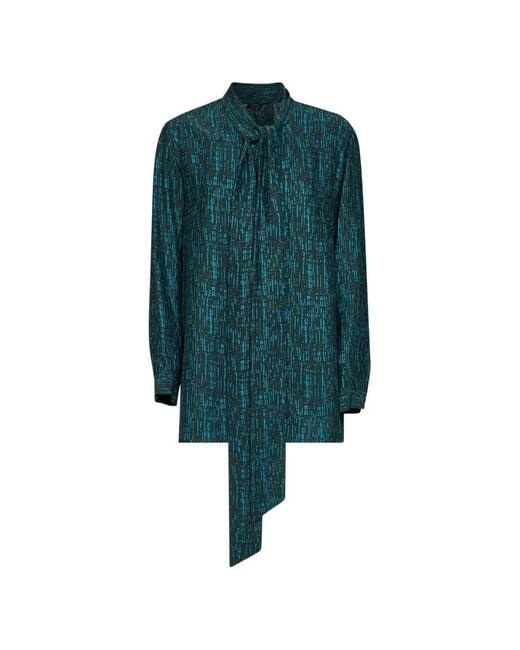 Gianluca Capannolo Green Katherine Check-Print Tie-Neck Blouse