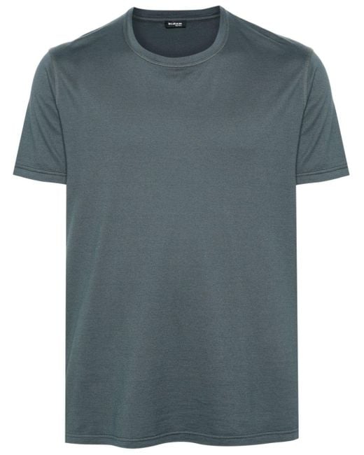 Kiton Blue Cotton-cashmere-blend T-shirt for men