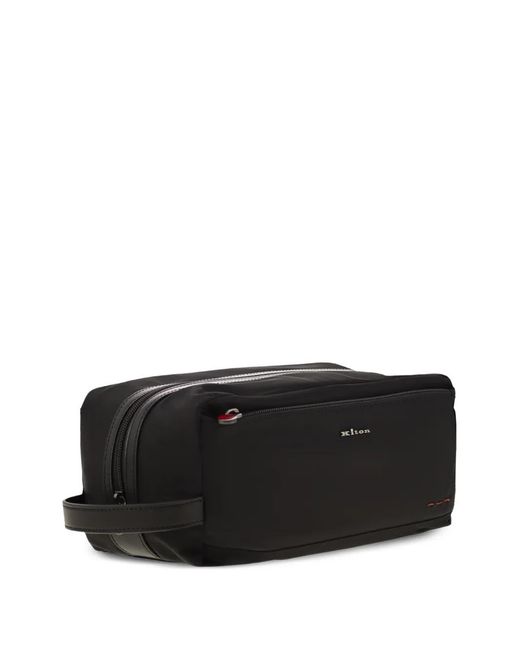 Kiton Black Zip-Fastening Leather Beauty Case for men