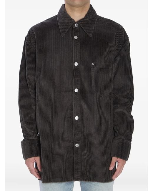 AMI Black Corduroy Patch-Pocket Shirt Jacket for men