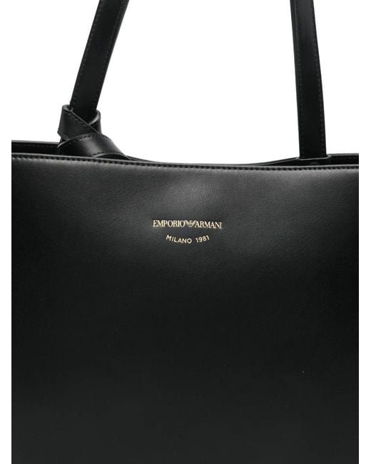 Emporio Armani Black Nora M Leather Tote Bag