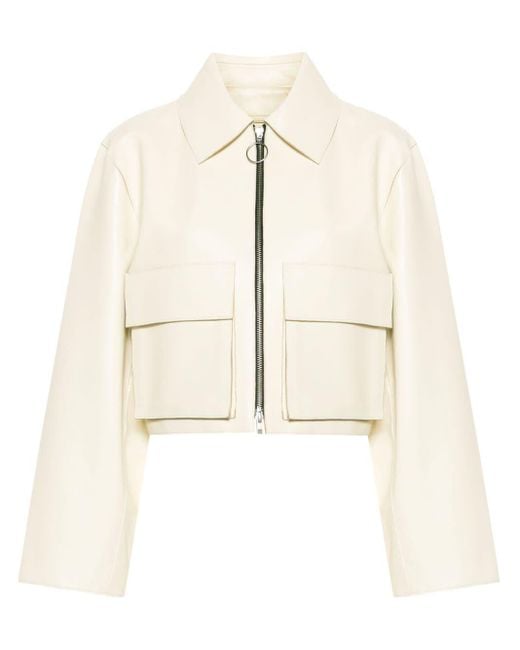 Stand Studio Natural Neutral Gretel Cropped Leather Jacket