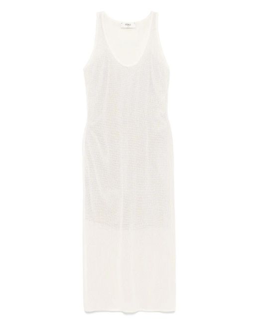 Fendi White Cream Mesh Dress