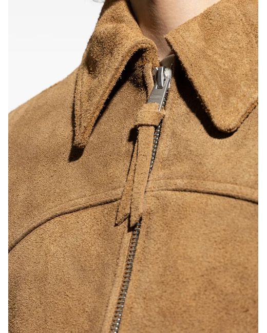 AllSaints Natural Dellcot Zipped Suede Jacket for men