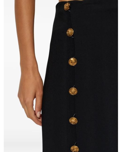 Versace Black Buttoned Midi Skirt