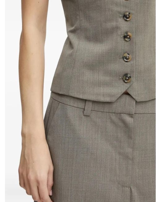 Samsøe & Samsøe Gray Button-Front Strapless Top
