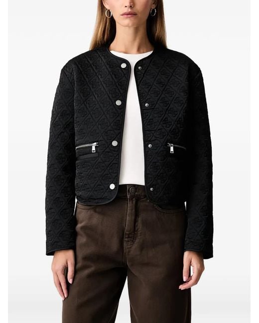Guess Black Logo Quilted Jacket