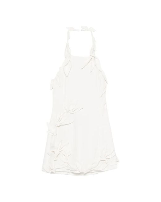 Cult Gaia White Elliana Floral-Appliqué Mini Dress