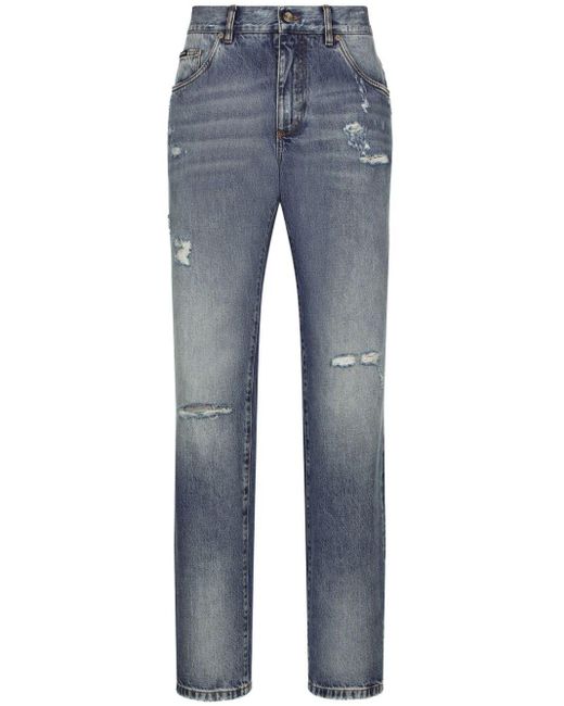 Jeans effetto consumato a gamba larga di Dolce & Gabbana in Blue da Uomo