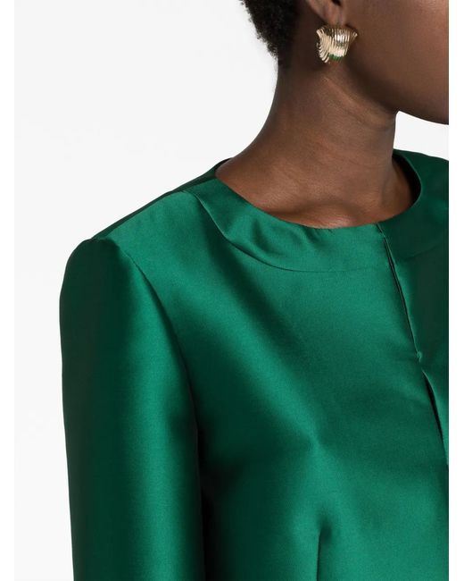Alberta Ferretti Green Cropped Satin Jacket