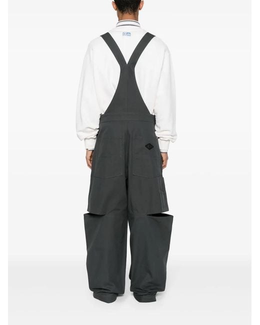 Gucci Black Logo-Appliqué Cotton Dungarees for men