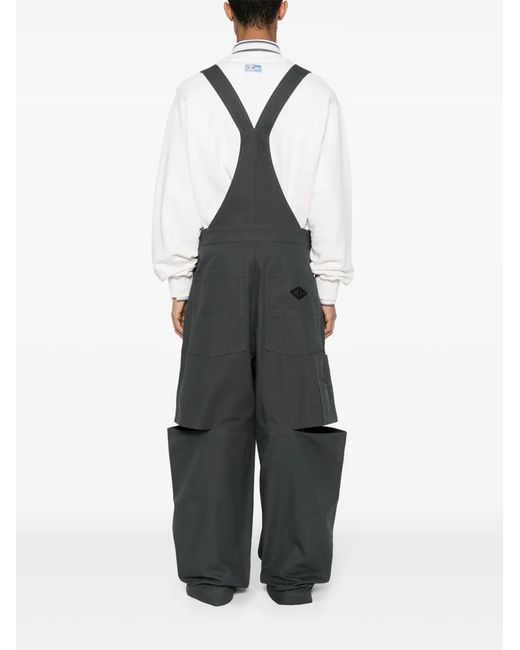 Gucci Black Logo-Appliqué Cotton Dungarees for men