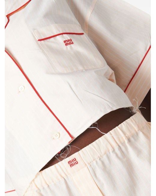 Miu Miu Natural Striped Cotton Pyjama Boxers