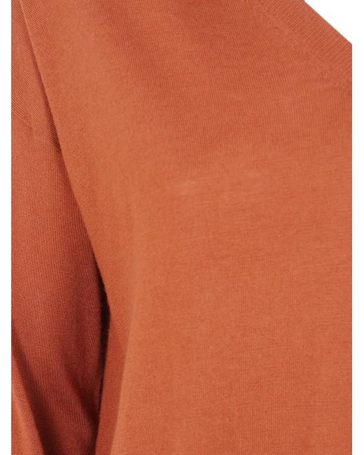 Aspesi Orange V-Neck Wool Sweater