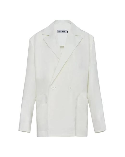 Issey Miyake White Double-Breasted Blazer
