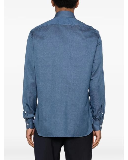 Isaia Blue Button-Fasteining Shirt for men