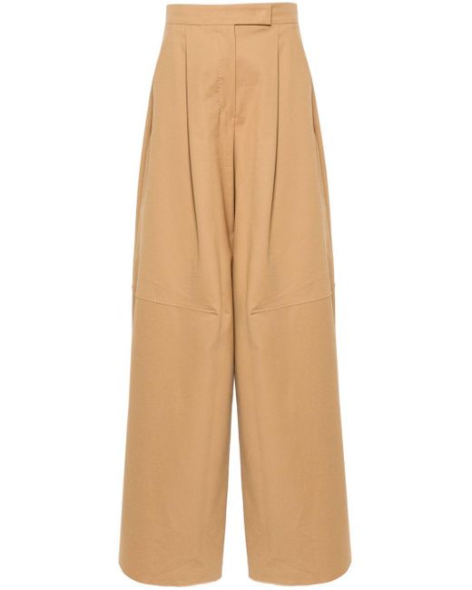 Max Mara Natural Over Pants In Stretch Cotton