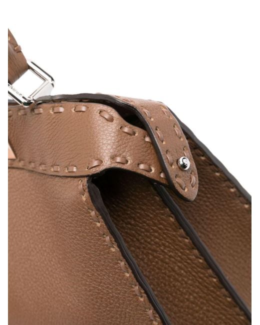Fendi Brown Small Peekaboo Leather Tote Bag