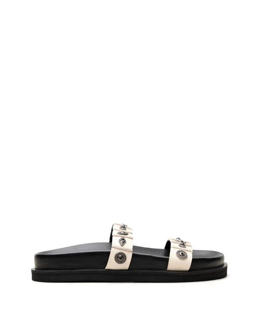 Free People White Findings Stud-Embellished Leather Sandals