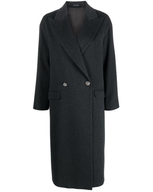 Tagliatore Black Abric Brushed Double-breasted Coat