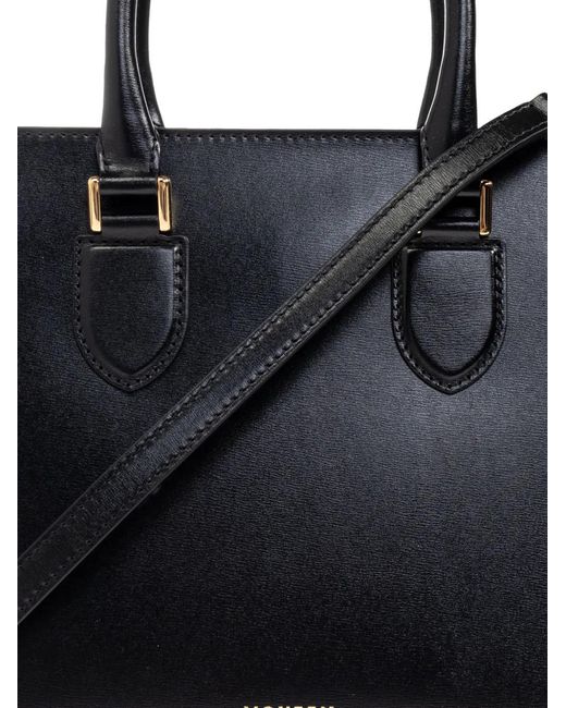 McQueen Black Leather Tote Bag