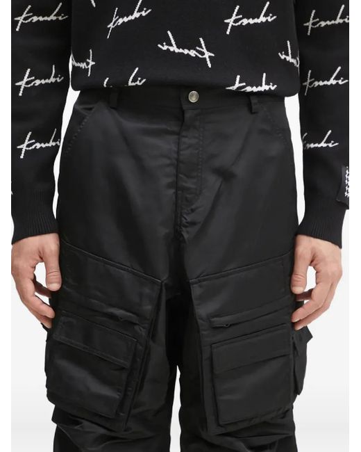 ANDERSSON BELL Black Ruched Cargo Trousers for men