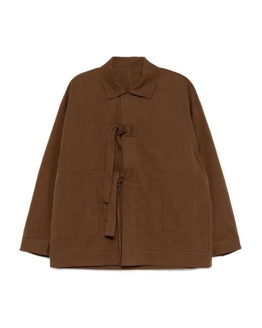 CROQUIS Brown Cotton Tie-Fastening Jacket for men